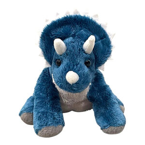 Demdaco Spike Triceratop Dinosaur Plush Beanbag Toy Blue 6”